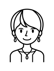 ベクターイラスト素材：笑顔の若い女性アイコン