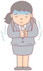 疾患・疾病のイラスト - 寒気・悪寒・震え・体調不良