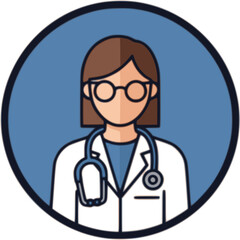 Fototapeta premium Female Doctor Avatar Vector – Healthcare Professional Flat Profile Icon