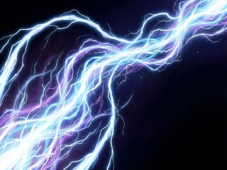 天空を貫く稲妻とプラズマが放つ超高圧エネルギービームの衝撃光線