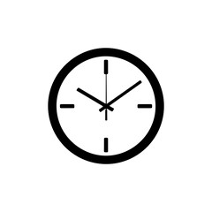 Minimalist Analog Clock Icon - Simple Black and White Design