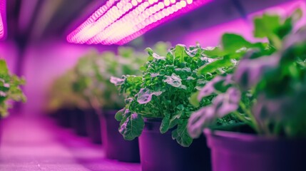 Indoor Vertical Farming with LED Grow Lights.