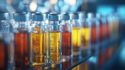 Laboratory Vials with Colorful Liquids.