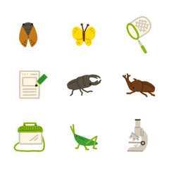 虫取り イラスト アイコンセット 夏休み 自由研究 手描き かわいい