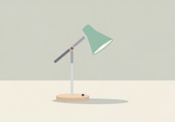 Minimal Modern Desk Lamp Flat Illustration on Pastel Background