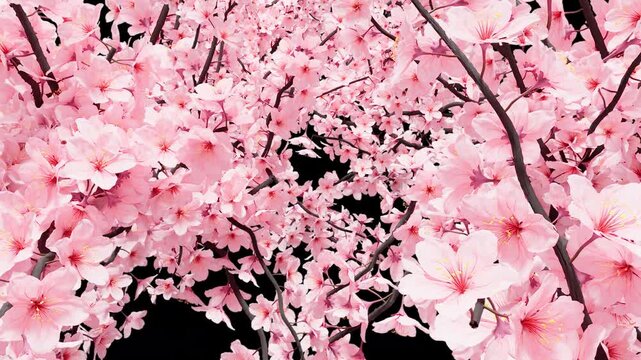 Infinite Zoom into Cherry Blossoms Loop on Transparent Background　A