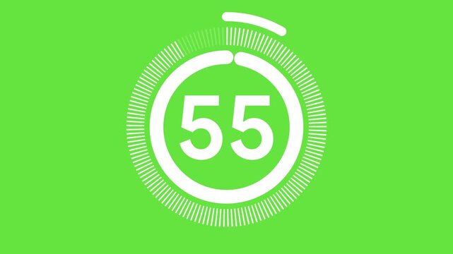 60 second countdown with circle animation, 60 to 0 animation countdown. 4K video
