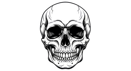 Obraz premium Detailed Black and White Illustration of a Human Skull.