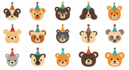 Obraz premium Cute and Playful Animal Party Faces for Children s Celebrations