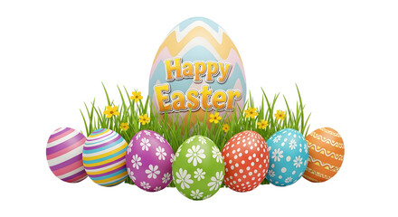 Easter sunday day colorful eggs isolated on transparent background