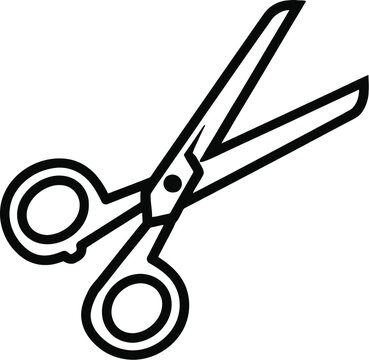 Simple black outline of scissors on white background