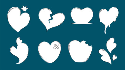 Abstract blue background with cute heart shapes in a seamless romantic vector pattern for love