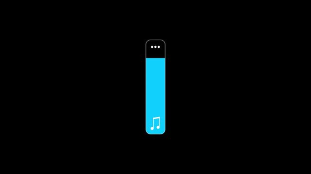 Blue and White Music Volume Slider Icon on Black Background sound audio