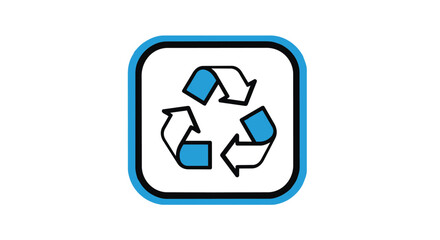 Obraz premium Recycling symbol with blue and black outline