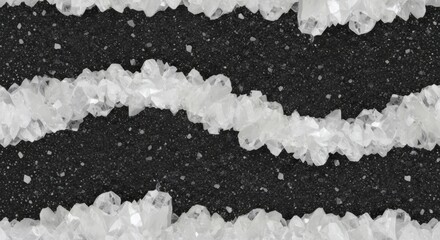 Seamless White Quartz Crystal Vein in Dark Basalt Texture