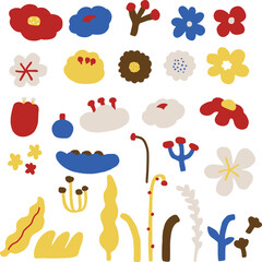 Playful Hand-Drawn Floral and Botanical Elements Collection