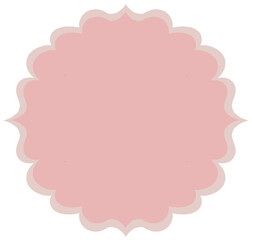  Pink Scallop Round Blank Label Frame on Transparent Background