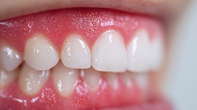 Inflamed and enlarged gums in a male Gum illness gingivitis swelling and infection Macro