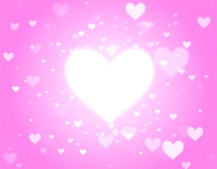 A pink background with a large white heart and smaller hearts
