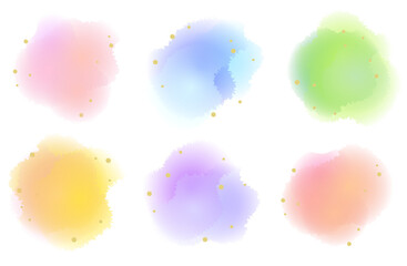 水彩にじみグラデーションの抽象背景セット カラフルな水彩テクスチャ素材集 © moonillust