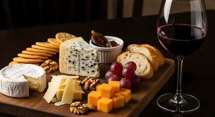 Obraz premium Gourmet Selection on Wooden Board, Cozy Indoor Setting, High-Quality Photography