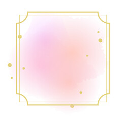 ピンクの水彩にじみグラデーションと金色ラインの装飾フレーム エレガントな抽象背景素材集 © moonillust