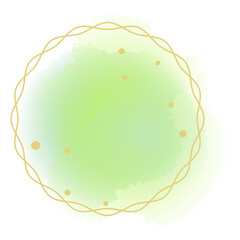 緑色の水彩にじみグラデーションと金色ラインの装飾フレーム エレガントな抽象背景素材集 © moonillust