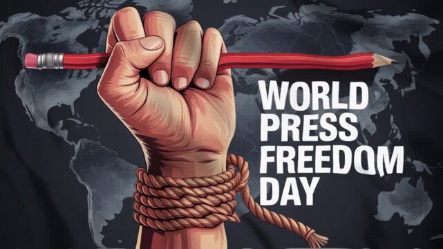 Featuring WORLD PRESS FREEDOM DAY with a waving flag style, Great for opening videos, campaign videos, greetings