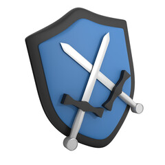 Shield Defense 3D Illustration