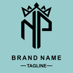 Fototapeta premium Elegant NP vector logo integrated with a minimalist crown. Perfect for premium fashion, law firms, and luxury brands seeking a sophisticated, regal identity.