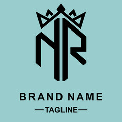 Fototapeta premium Elegant NR vector logo integrated with a minimalist crown. Perfect for premium fashion, law firms, and luxury brands seeking a sophisticated, regal identity.