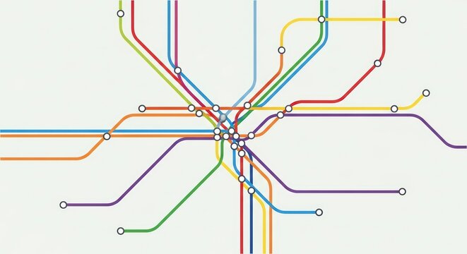 Multicolored Lines Intersecting at Central Point.