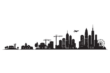 Obraz premium City Evolution Silhouette, Modern Transformation Concept, Vector Illustration, Isolated on White Background