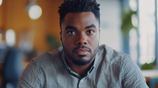 African-American male with short beard and hair, looking directly at the camera in a professional setting.