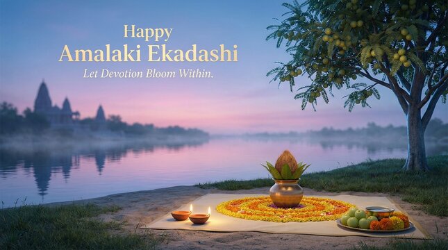 Evening Spiritual Amalaki Ekadashi Festival Poster