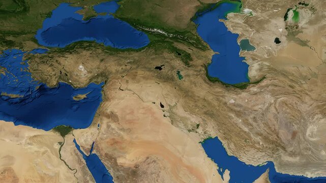 Satellite Zoom Animation From World Map To Tabriz Iran Location