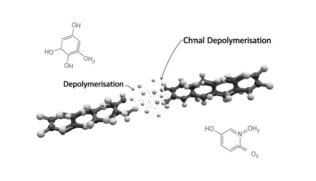 Molecular depolymerization process with chemical structures