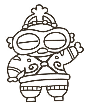 ゆるい遮光器土偶の線画イラスト