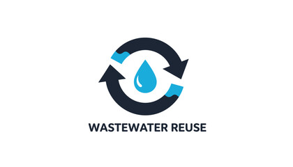 Obraz premium Wastewater reuse concept with recycling symbol and water droplet