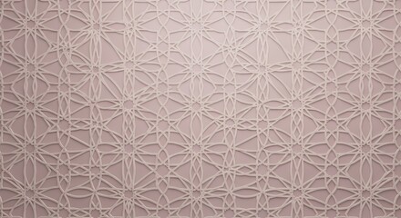 Elegant Islamic geometric seamless pattern background featuring intricate abstract arabesque shapes and embossed texture in soft light brown for decorative design