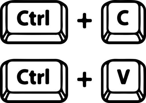 Ctrl C and Ctrl V keyboard shortcut vector icon set