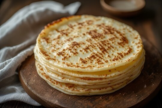 norwegian potato lefse on a wooden board