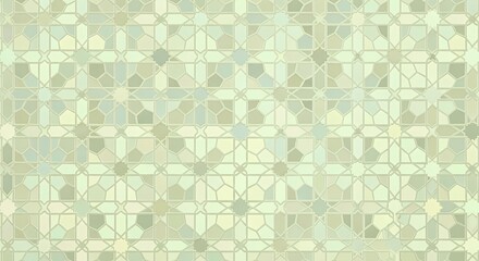 Subtle geometric mosaic pattern background with a beautiful elegant arabesque style and soft pastel color palette perfect for decorative textures and wallpapers