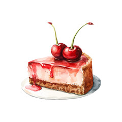 cherry cheesecake hand drawn vector illustration