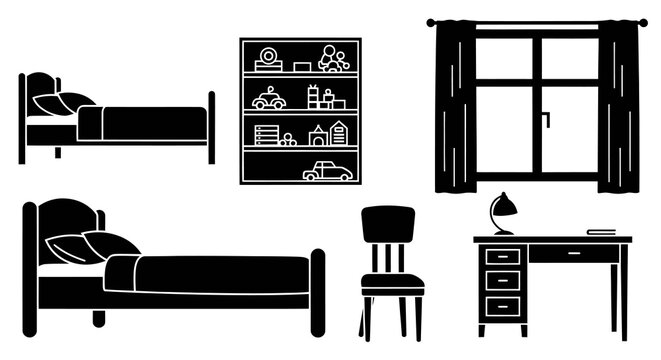 Kids Bedroom Furniture Set with Bed Desk and Toy Shelf