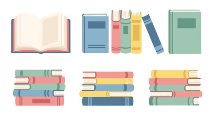 Collection of Colorful Books and Notebooks.