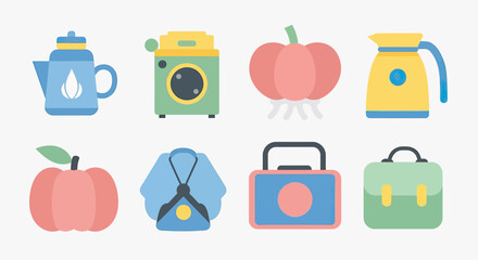 Collection of Various Cartoon Household Items.