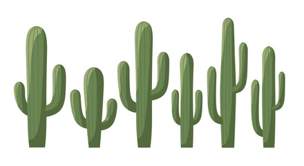 Collection of Various Green Cacti Shapes.