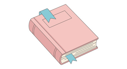 Pink Book with Blue Bookmarks Illustration.