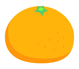 可愛いみかんのイラスト。ポップでシンプルな冬の果物・フルーツ素材。ベクター・白背景。